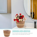 Wicker Planters for Indoor Plants Handwoven Seagrass Plant Basket with Liner Decorative Rattan Flower Pot 6X7 Inches