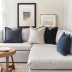 MIULEE Decorative Couch Pillow Covers Neutral Linen Fringe Throw Pillows Set of 4 Boho Farmhouse Cushion Modern Pillowcases for Bed Sofa Living Room Spring Home Decor 18x18 Inch Beige/Coastal Blue
