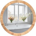 FUIN 25" Boho Chic Round Rattan Mirror - Handmade Wicker Frame - Perfect for Rustic Farmhouse Décor