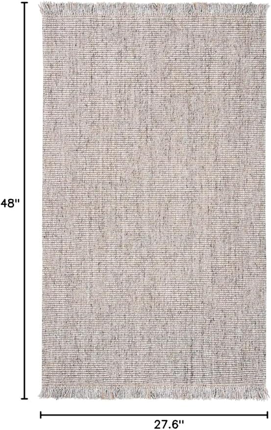 SAFAVIEH Natural Fiber Collection Accent Rug - 2'3" x 4', Grey & Natural, Handmade Woven Fringe Jute, Ideal for High Traffic Areas in Entryway, Living Room, Bedroom (NF826F)