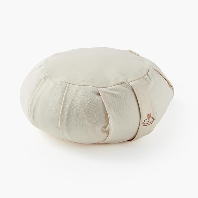 Myga Zafu Yoga Meditation Cushion with Washable Cover - Floor Cushion Pillow with Natural Buckwheat Filling - Soft Round Cotton Design for Meditating or Pranayama Exercises