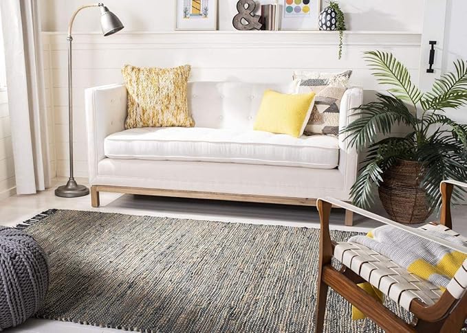 SAFAVIEH Vintage Leather Collection Runner Rug - 2'3" x 9', Grey, Handmade Boho Fringe Leather & Jute, Ideal for High Traffic Areas in Living Room, Bedroom (VTL203F)