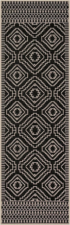 Lahome Bijou Moroccan Easy Jute Runner Rug, 2x8 Washable Hallway Kitchen Runner Black Outdoor Rug with Rubber Backing, Farmhouse Indoor Outdoor Carpet for Hallway 8ft Entryway Porch