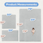 1.5" Thick Baby Play Mat for Floor, 50x50 Playpen Mat, Pro Soft Flannel Foam Mats Toddler Infant Kids Crawling for Nursery Rug Playroom Living Room Waterproof Easy Care Non-Slip (Light Grey)