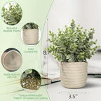 Hopewood Faux Plants, Fake Plants Eucalyptus Potted for Home Office Desk, Artificial Eucalyptus with a Weave Basket for Indoor Greenery Tabletop