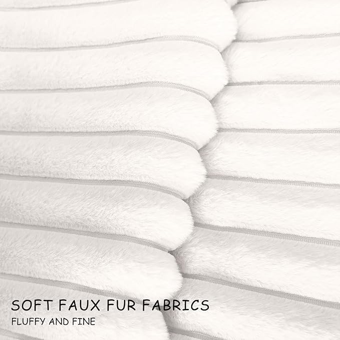 2 Pack 12x20 Pillow Cover Velvet Pillow Covers, Faux Fur Oblong Throw Pillow Covers for Living Room Decorations Throw Pillow Case, Throw Pillow Cover Cushion Cover for Home Sofa Bedroom Car, White