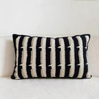 20"x20" Black Cream Stripe Tufted Pillow Covers Luxury Geometric Accent Pillows Soft Woven Decorative Pillow Cases for Couch, Sofa, Bedroom Décor (Black, 20"×12")