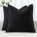 MIULEE Decorative Linen Euro Sham Pillow Covers 28x28 Inch Black Boho Farmhouse Neutral Couch Throw Pillows for Halloween Bed Pack of 2 Accent Modern Pillowcase Sofa Livingroom Home Decor