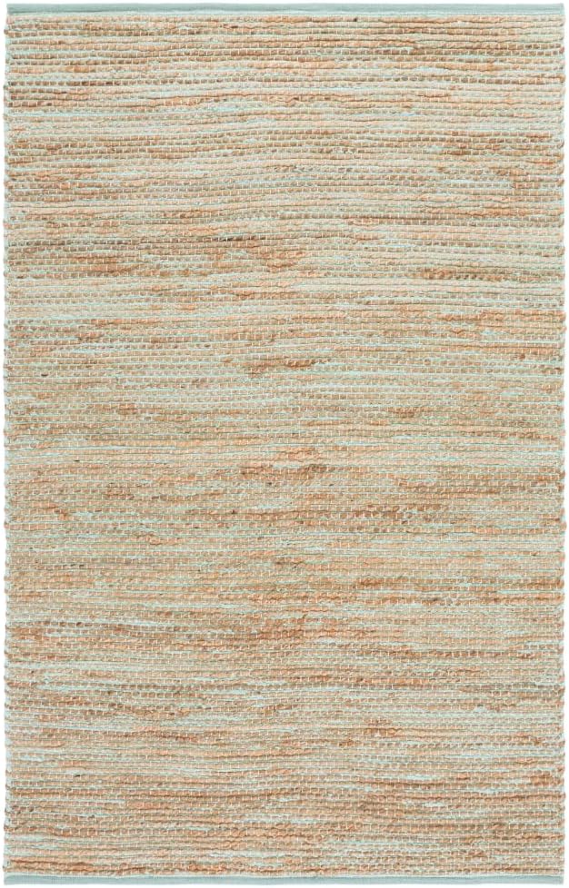 SAFAVIEH Area Rug 5x8 - Cape Cod Collection - Turquoise & Natural, Handmade Jute & Cotton, Ideal for Living Room, Bedroom, Dining Space (CAP236K)