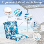 JMGBird Adjustable Floor Chair - 5-Position Gaming & Meditation Cushion with Back Support, Waterproof Blue Palm Leaves Design for Indoor/Outdoor Use