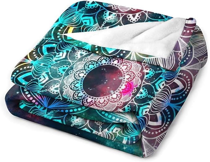 Colorful Mandala Throw Blanket Bohemian Boho Galaxy Blanket for Sofa Bed Couch Chair Or Dorm 60"x80"