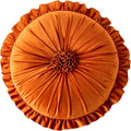 S SSOY Velvet Round Pillow - Ruffle Home Decoration Cushion for Sofa, Chair, Bed, Window, Floor - 13.7in