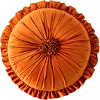 S SSOY Velvet Round Pillow - Ruffle Home Decoration Cushion for Sofa, Chair, Bed, Window, Floor - 13.7in