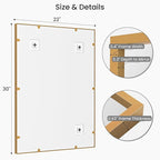 2-Pack 22"x30" Brushed Gold Bathroom Mirror, Modern Brass Deep-Set Metal Frame, Heavy-Duty Rectangular Vanity Mirror, Chic Bedroom & Powder Room Decor