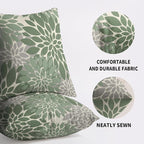 Sage Green Flower Pillow Covers 24X24 Inch Set of 2, Grey Gray Dahlia Floral Spring Summer Cream Decorative Throw Pillow Covers Outdoor Modern Farmhouse Cushion Case for Home Couch Sofa Bed Decor