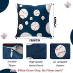 Breling Set of 2 Embroidered Baseball Velvet Pillow Cover 18x18 Inch Decorative Baseball Pillow Covers Cushion Case Sports Lover Gifts for Boys Room Decor Sofa Couch Bed Car