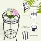 THKFUL Metal Plant Stands Indoor Outdoor, 2Tier Tall Potted Plant Stand Plant Shelf Flower Pot Stand Iron Plant Holder for Multiple Planter,Rustproof Corner Plant Rack for Christmas Gift(20.3'')