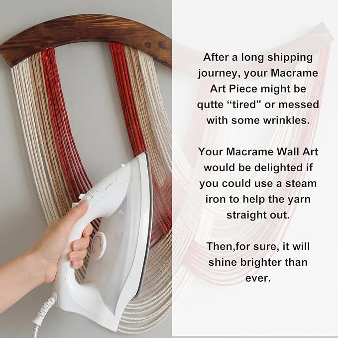 Mindsoft Warm Neutral Macrame Wall Hanging Dip Dyed Yarn Wall Art, Modern Boho Decor Handmade Cotton Rope Tapestry for Bedroom, Living Room, Nursery, 31.5 x 23.6 Inch