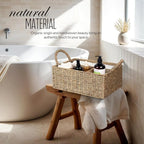 Wicker Divided Baskets with Handles, Seagrass Pantry Baskets, Storage Basket Woven Natural for Organizing Bathroom Kitchen Shelves Office Supplies Organization, Wicker Storage Baskets 4 Section.