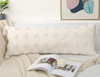 PANOD Decorative Long Lumbar Pillow Cover 16x36 Boho,Super Soft Chenille Extra Long Lumbar Pillow Case Cover with Tassel for Bed Sofa Couch Farmhouse Livingroom,White,Modern Skinny