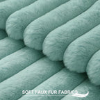 Pallene Faux Fur Plush Throw Pillow Covers 18x18 Set of 2, Luxury Soft Fluffy Striped Decorative Pillow Covers for Sofa, Couch, Living Room, Aqua