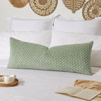 Kevin Textile Spring 20x54 Inch Long Body Lumbar 1 Pack Boho Decorative Throw Pillow Cover Soft Striped Corduroy Rectangle Cushion Case Farmhouse Accent for Living Room Couch Sofa Bed, Sage Green
