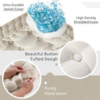 Geelin 42x18 Inch Bench Cushions for Indoor Furniture Chenille Velvet Beige Button Tufted Thicken Seat Pad Mat with Memory Foam, Window Floor Sofa Chair Cushion for Living Room Patio Porch Swing