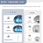 H&D HYALINE & DORA Blown Glass Jellyfish Hanging Air Planter, Cute Blue Jellyfish Air Plant Holder Gifts for Women Room Garden Wedding Party Decor (No Plants)