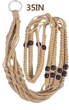 Macrame Plant Hangers Indoor 36'' Hanging Planter Basket Flower Pot Holder with Beads No Tassels.Brown 2 Packs 4 Pcs Hooks