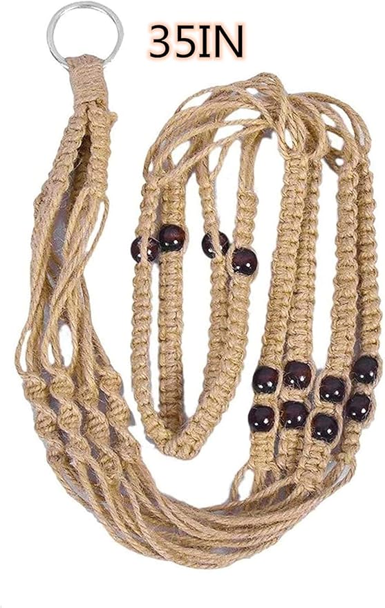 Macrame Plant Hangers Indoor 36'' Hanging Planter Basket Flower Pot Holder with Beads No Tassels.Brown 2 Packs 4 Pcs Hooks