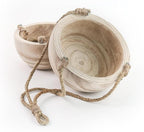 CYS EXCEL Meduim Wooden Hanging Planter Paulownia Wood Bowl Basket with Jute Rope for Indoor Plants Succulents