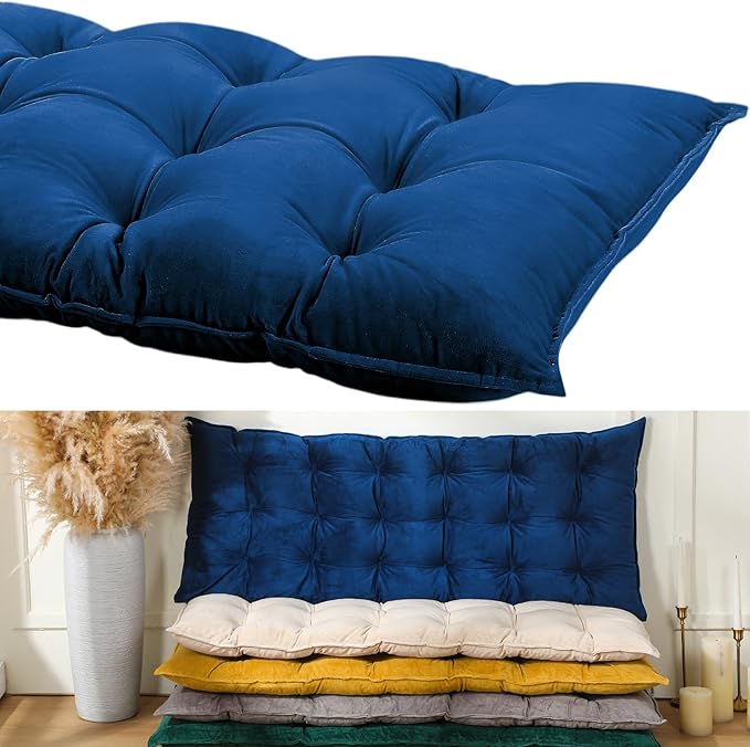 Bench Cushion for Indoor Furniture 42x16 in Velvet Thicken Indoor Window Seat Cushion, Soft Piano Sofa, Entryway Storage, Bay Window Tufted Patio Porch Swing Bench Pad Memory Foam(Royal Blue)