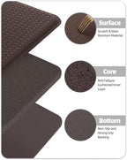 Color&Geometry Anti Fatigue Cushion Kitchen Mat for Floor -17"x79",Long,Easy Clean, Water & Oil Proof, Anti Slip, Foam Rubber Runner Rug for Front Sink Comfort Standing,Brown