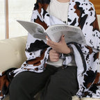 Macevia Flannel Fleece Twin Couch Blanket, Cow Print, Fuzzy Cozy Comfy Super Soft Plush Cowhide for Bed & Sofa, 260GSM, All Seasons (Cow-01, 60x80inches)