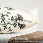 MUSSEL White Floral Pillow Covers 12x20 Set of 2, Velvet Wild Flower Plant Throw Pillows Case, Square Farmhouse Decor Cushion Covers for Home Sofa Bed Couch