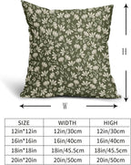 Olive Green Pillow Covers 16x16 Set of 2 Vintage Floral Rustic Old Style Cute Flower Print Decorative Outdoor Pillowcases Seasonal Farmhouse Throw Cushion Case Decor for Couch Sofa Bed