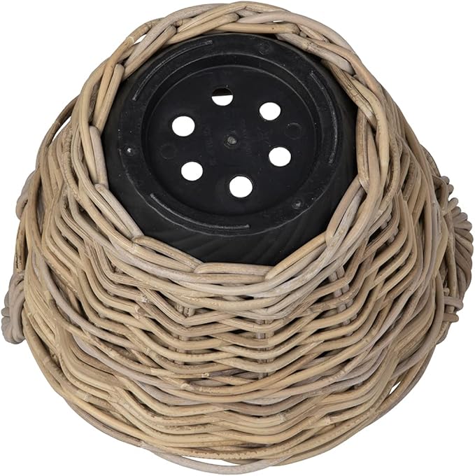 Rattan Kobo Indoor Outdoor Planter Basket with Ear Handles Plastic Pot Small 4 Gallon Soil Capacity