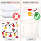 Christmas Embroidered Throw Pillow Covers Farmhouse Tufted Pillow Covers Winter Holiday Decorative Couch Covers 16x16 Christmas Lights Square Cushion Cases Set of 2 for Living Room Couch Sofa Bed