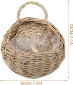 DOITOOL Rattan Woven Hanging Basket: 2PCS Wicker Wall Planter Woven Hanging Storage Basket Wall Flower Holders Indoor Outdoor Bohemia Planter
