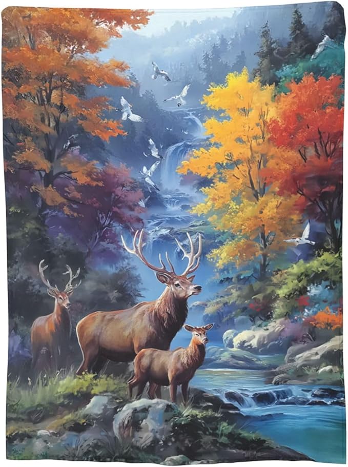 Animal Throw Blanket Soft Flannel Blanket 60"x50" in Bed Blanket Home Decor for Room Sofa Couch All Season