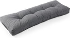 SUNROX LokGrip Non Slip Tufted Memory Foam Bench Cushion, FadeShield Water Resistant Durable Thicken Outdoor/Indoor Bench Seat Pads 59x16x4 inch, Heather Charcoal