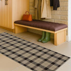 Entryway Rug Runners for Hallways Non Slip - 2x6 Jute Boho Runner Rug for Kitchen Floor, Indoor Outdoor Entrance, Hall Way, Washable No Shed Neutral Easy Jute Sisal Black and Tan Checkered Plaid