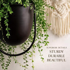 Fumete 2 Set Black Hanging Planters with Chains Metal Plant Hanger Wall Mounted Iron Flower Pot Holder for Indoor Outdoor Plants, Planting Ivy and Fern for Window Porch Balcony and Home Decor
