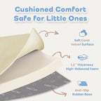 1.3" Thick Baby Floor Play Mat 50x50, Basic Padded Foam Mat for Tummy Time Crawling, Non Slip Cushioned for Babies Toddlers Infants Kids (Cream)