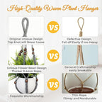 35 Inch Macrame Plant Hanger, Large for up to 15 Inch Pot Extra Long Hanging Planter Holder Basket with Wood Beads for Indoor Outdoor Home Decor (Grey, 2-Pack)