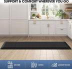 Mattitude 4/5 Inch Thick Kitchen Mat Cushioned Anti-Fatigue Floor Mat Water Resistant Non-Slip Mats and Rugs Standing and Comfort Desk Mats for House Sink Office Laundry (Black, 17.3"x60")