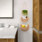 Hanging Fruit Baskets for Kitchen,3 Tier Handmade Woven Cotton Rope Wall Basket for Organizing & Decorating,Boho Room Decor,Storage for Home,Living&Bathroom Bedroom Diningroom (Tan)