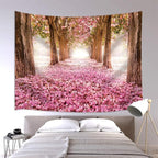 JAWO Pink Sakura Flower Tapestry Wall Hanging, Floral Cherry Blossom Tree in Spring Tapestries for Dorm Living Room Bedroom, Wall Blanket Beach Towels Home Decor 40X30 Inches