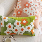 vctops Spring Floral Tufted Decorative Throw Pillow Covers Cute Flower Lumbar Pillow Cases Soft Velvet Couch Cushion Cover for Chair Sofa Bedroom Living Room Home Decor (Green,12"x20")