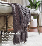 CREVENT Knitted Decorative Throw Blanket for Couch Sofa Chair Bed, Soft Breathable Lightweight for Spring Summer (50''X60'' Dark Grey/Black)